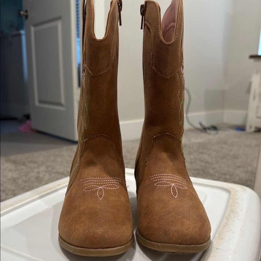 Brown Western-Style kids Boots